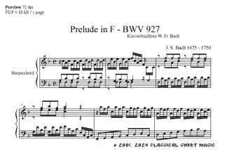 Thumb image for Prelude in F BWV 927