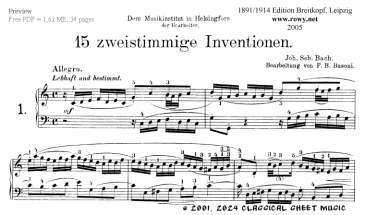 Thumb image for Busoni 15 Zweistimmige Inventionen