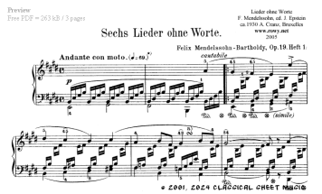 Thumb image for Lieder ohne Worte Op 19 No 1