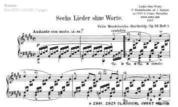 Thumb image for Lieder ohne Worte Op 19 No 1