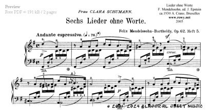 Thumb image for Lieder ohne Worte Op 62 No 1