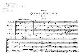 Thumb image for String Quartet No 13 K173
